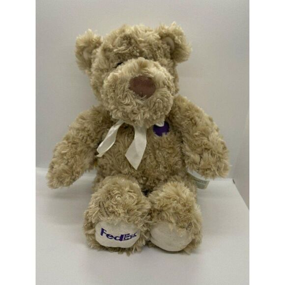 Build A Bear Tan 16" FedEx Teddy Purple Heart Plus - Picture 1 of 8